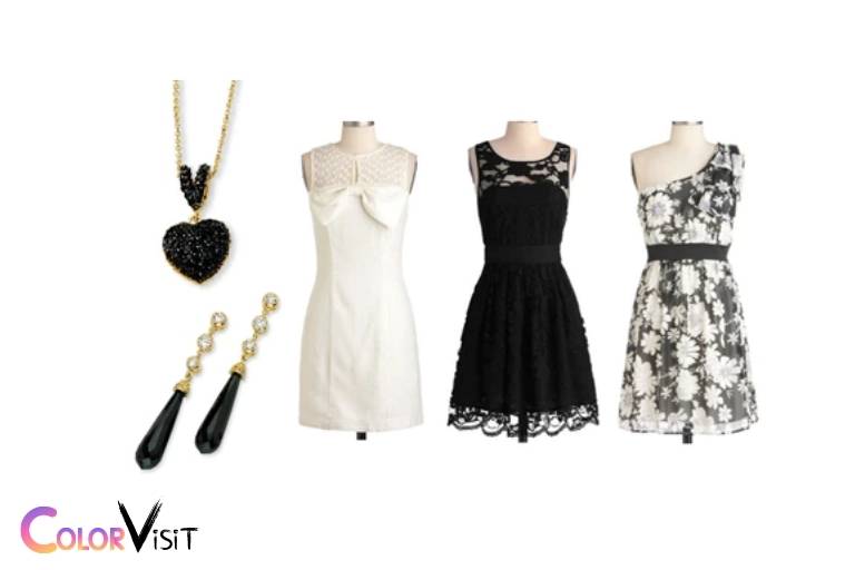 what color jewelry goes with black and white