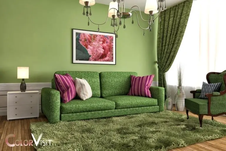 what color rug with green couch