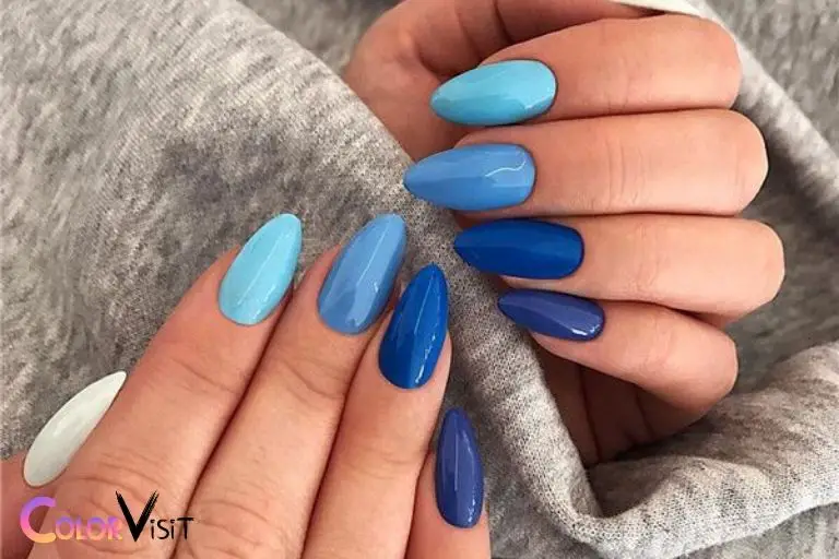 blue different color nails