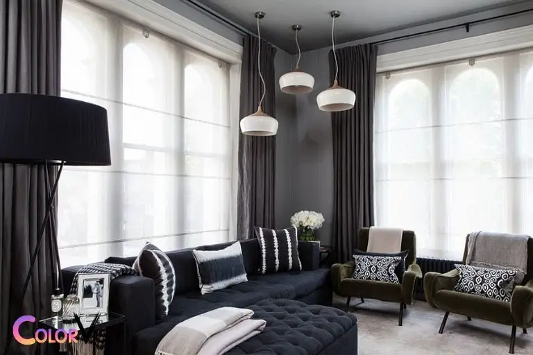 what color curtains go with black furniture