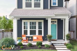 blue house white trim what color door