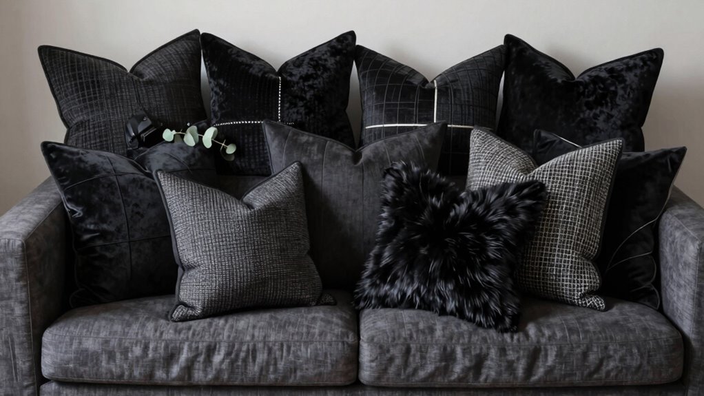 top black throw pillow covers