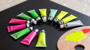 twelve vibrant neon acrylics
